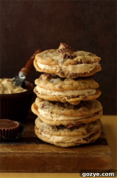Delicious Peanut Butter Cup Sandwich Cookies with a glass of milk