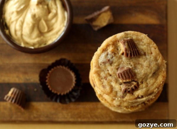 Hand holding a Peanut Butter Cup Sandwich Cookie