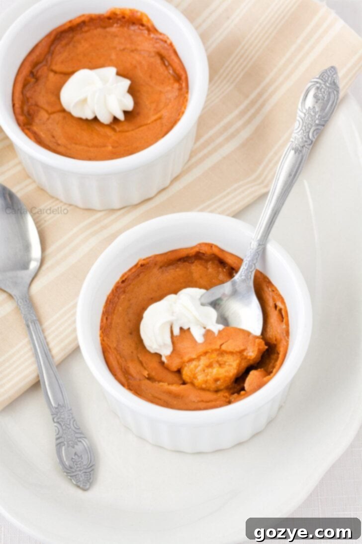 Pumpkin pie in two ramekins