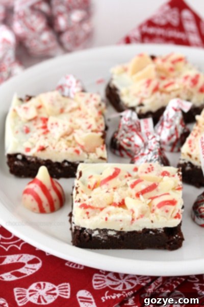 Close-up of a single Peppermint Bark Brownie