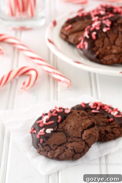 Peppermint Mocha Brownie Cookies cooling on a wire rack.