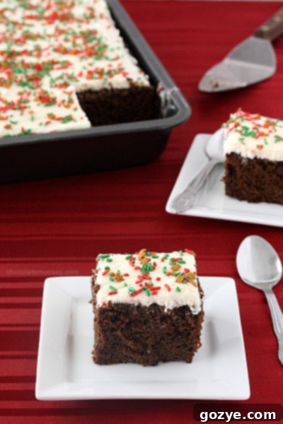 Two images showcasing the finished Gingerbread Texas Sheet Cake with lemon frosting