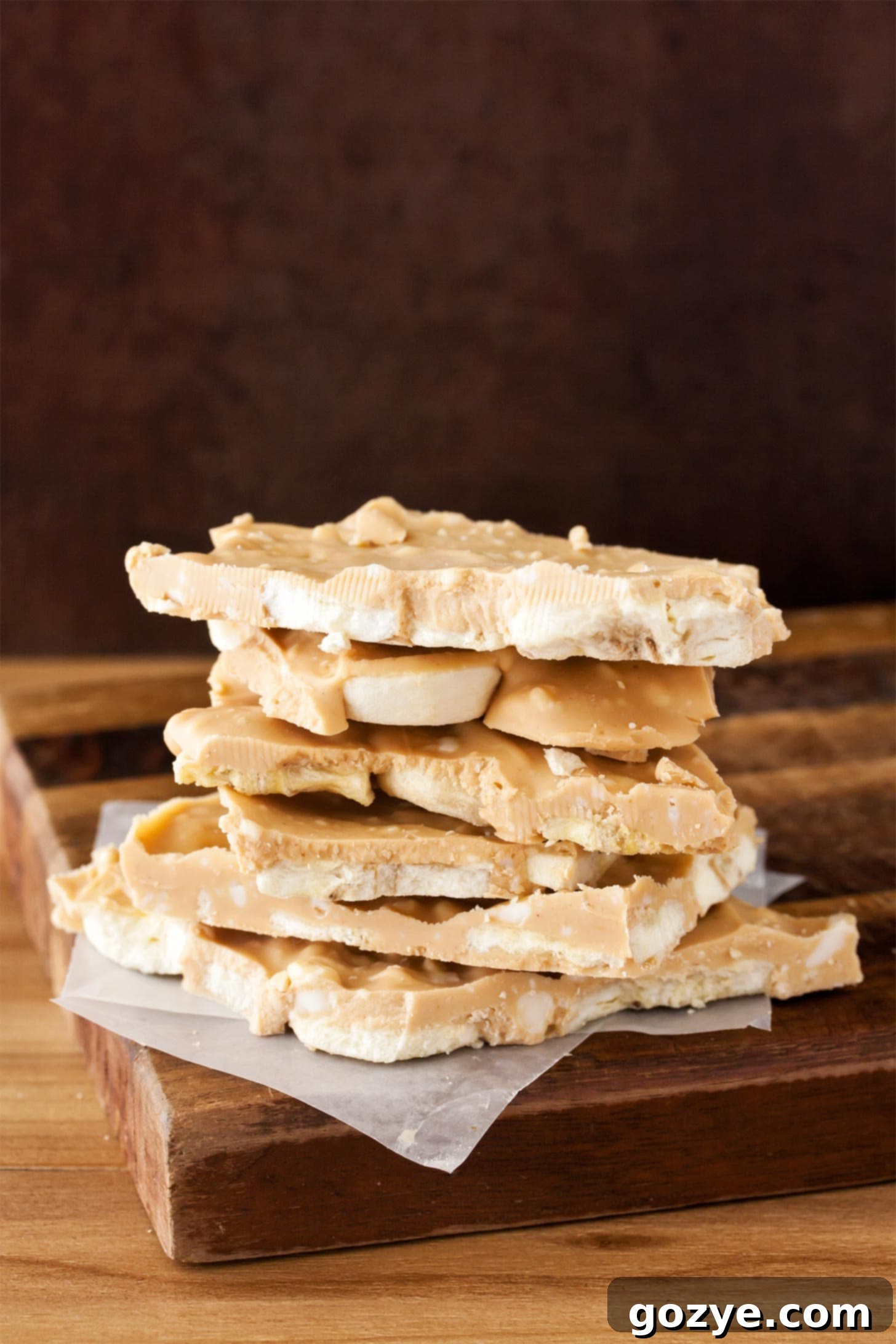 Banana bark stacked on a cutting board