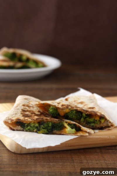 Roasted Broccoli and Cheese Quesadillas
