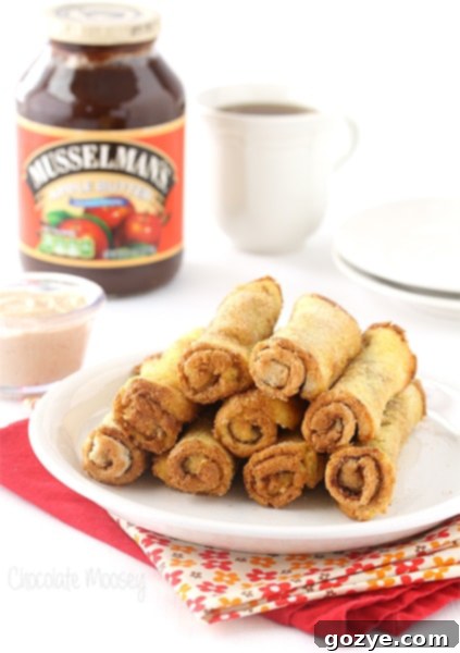 Apple Butter French Toast Roll Ups with Apple Butter Cream Cheese Dipping Sauce