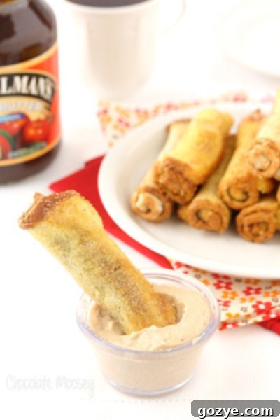 Apple Butter French Toast Roll Ups with Apple Butter Cream Cheese Dipping Sauce