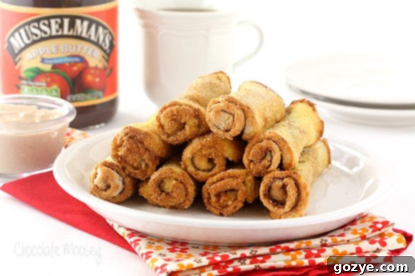 Apple Butter French Toast Roll Ups with Apple Butter Cream Cheese Dipping Sauce
