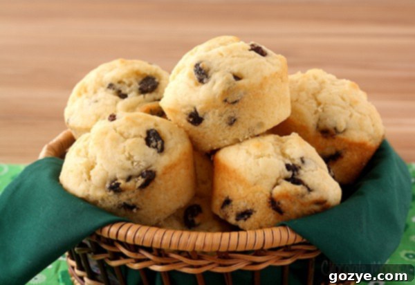 Irish Soda Bread Muffins with green linen in basket