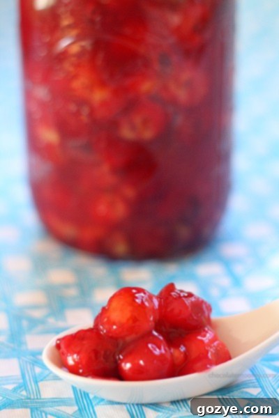Homemade cherry pie filling in a jar