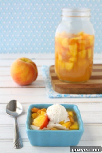 Homemade peach pie filling in a bowl