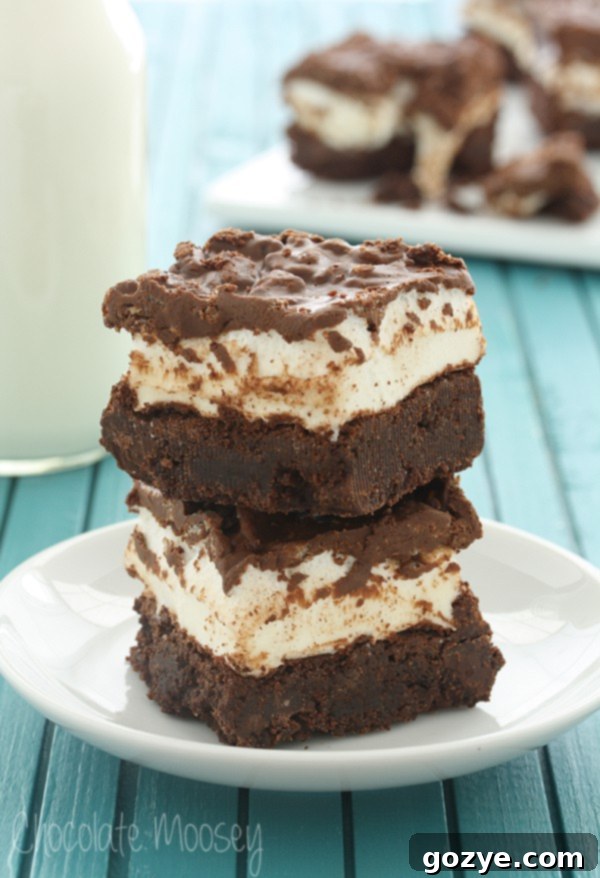 Crispy Peanut Butter Marshmallow Brownies with gooey layers
