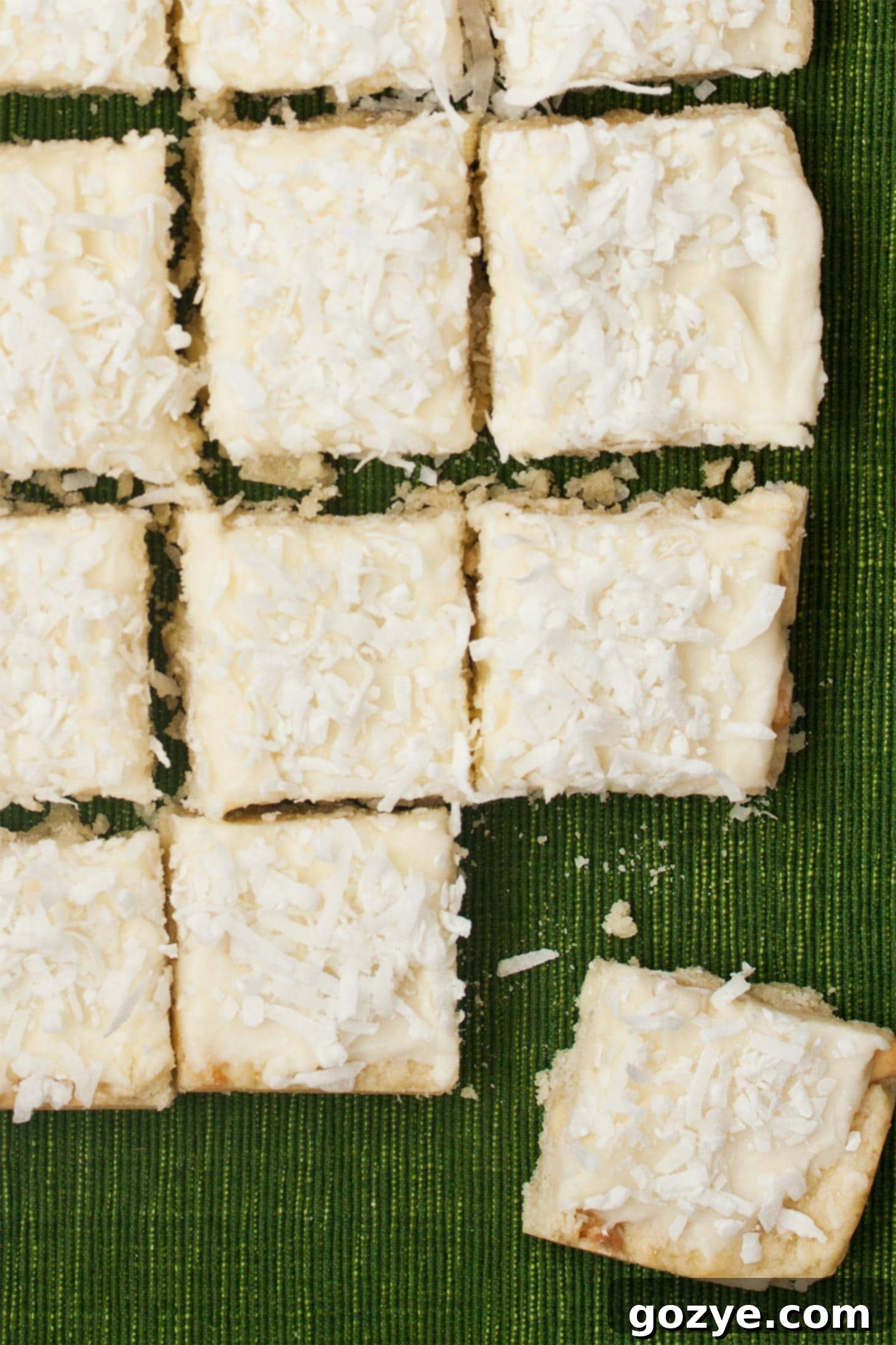 Coconut Bar Cookies in a row with one out of place