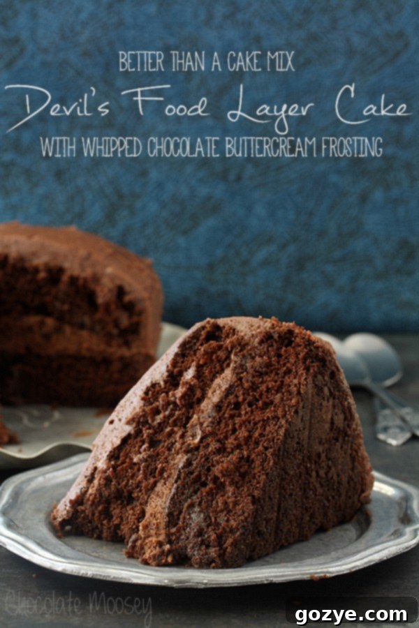 Decadent Devil's Food Layer Cake with Velvety Whipped Chocolate Buttercream Frosting