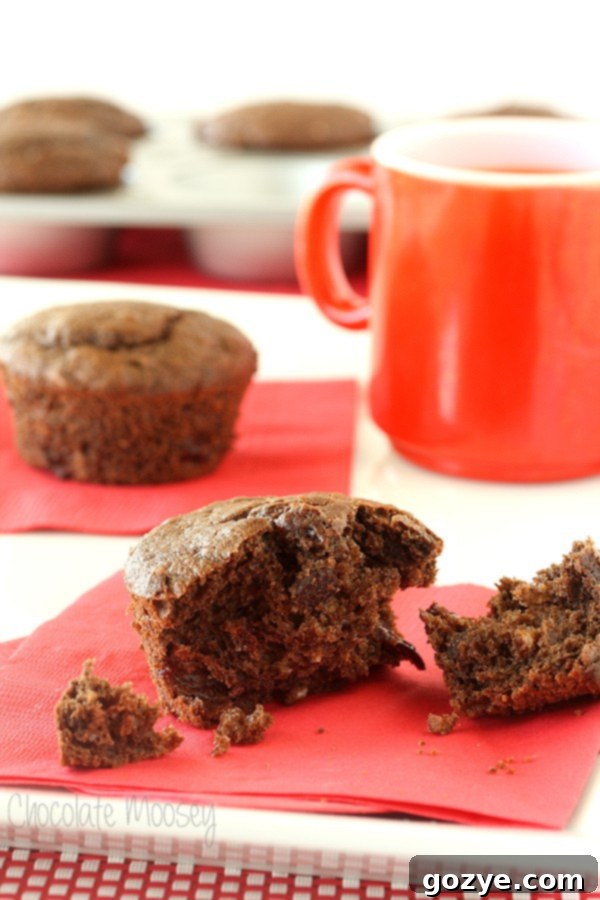 Pin this delicious Chocolate-Chocolate Chip Cherry Muffin recipe for later!
