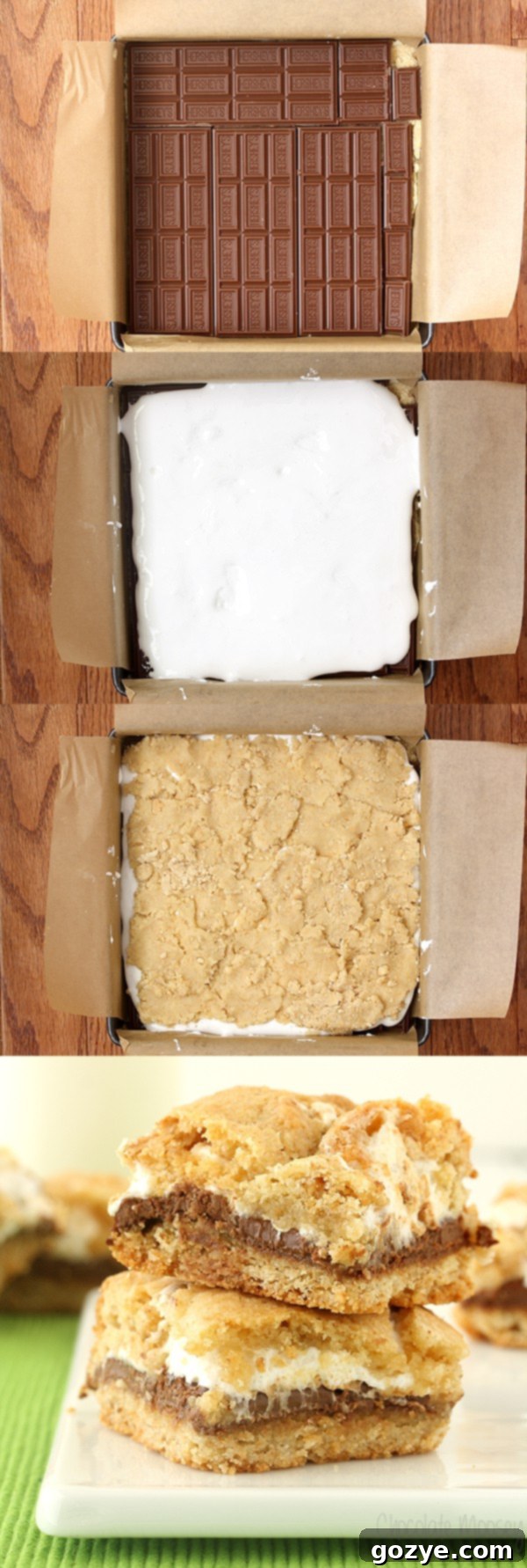S'mores Cookie Bars 4 Assembling S'mores Cookie Crumb Bars, showing the layering process