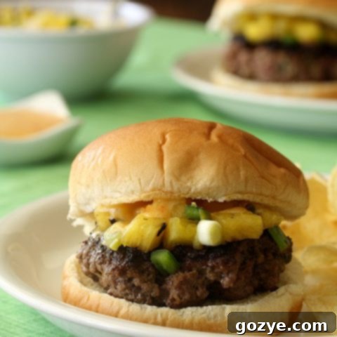 Sweet Chili and Pineapple Thai Burgers served with side dishes