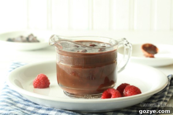 Raspberry Fudge Sauce - a super easy and quick chocolate sauce to top ice cream