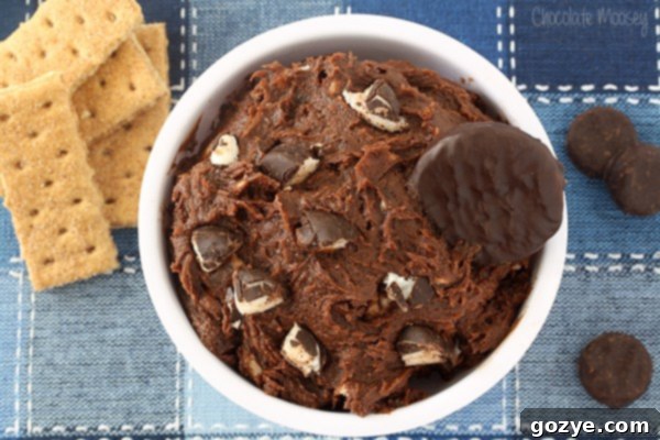 Peppermint Patty Cookie Dough Dip - egg free and no bake, made with YORK MINIS