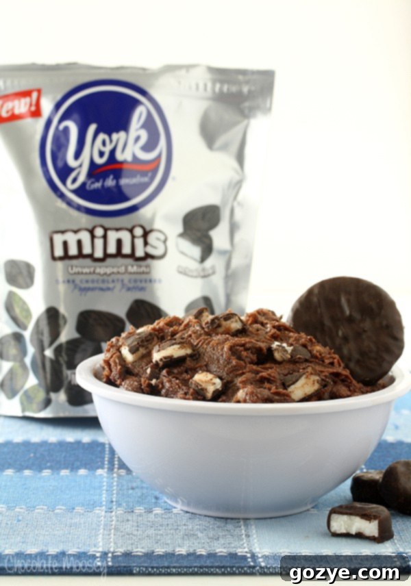 Peppermint Patty Cookie Dough Dip made with YORK MINIS, perfect for sharing