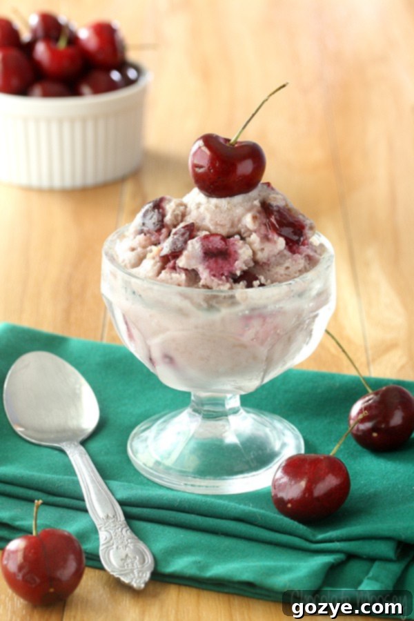 Cherry Almond Coconut Ice Cream, a healthy dairy-free dessert