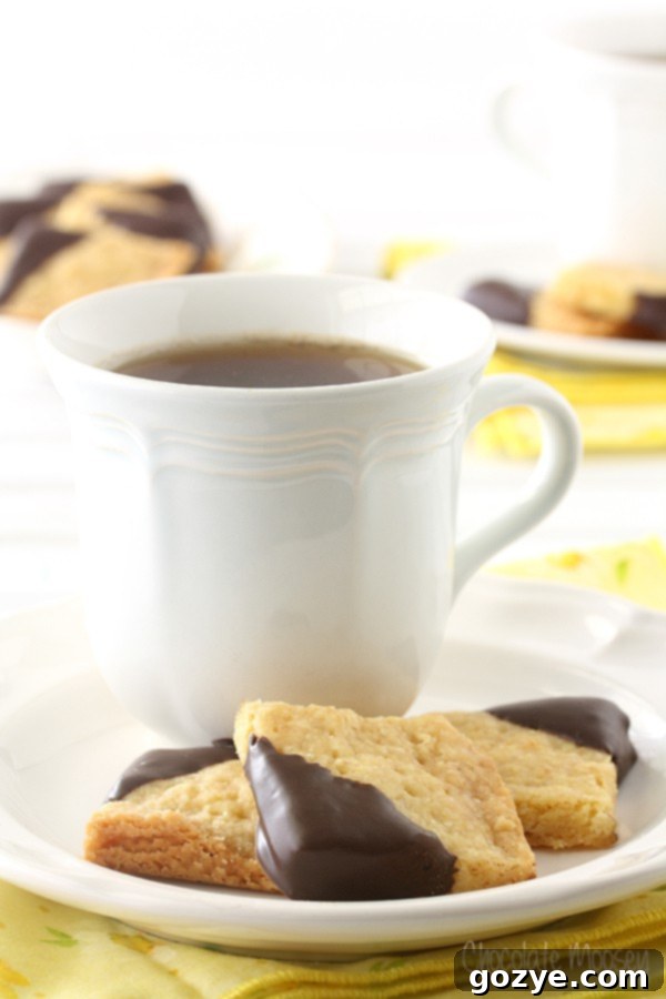 Decadent Chocolate-Dipped Orange Shortbread Cookies on a cooling rack