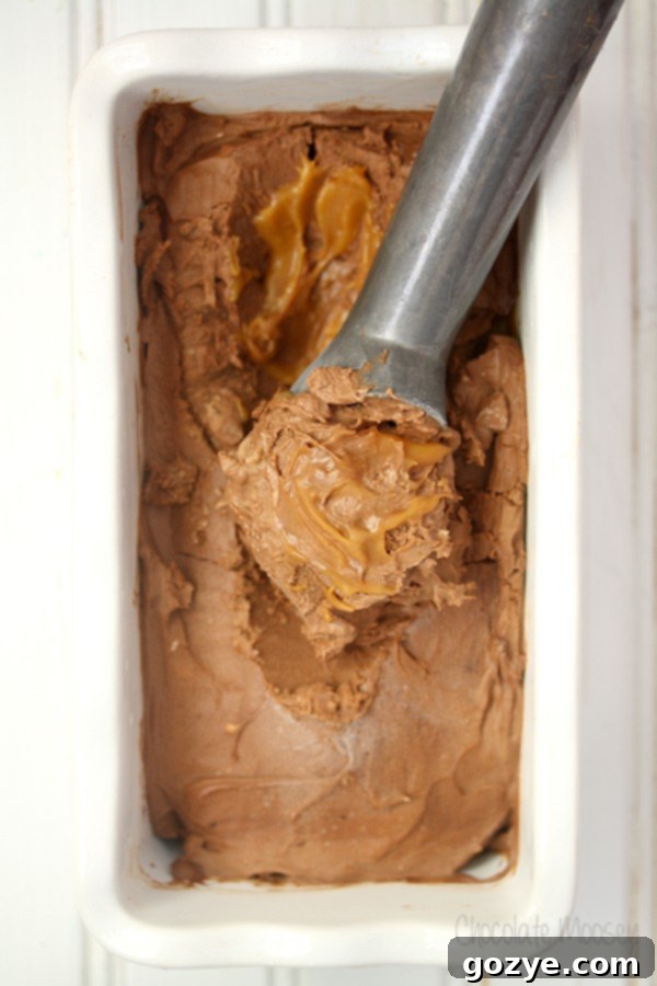 Chocolate Caramel Cheesecake Ice Cream 3 Homemade Chocolate Caramel Cheesecake Ice Cream - Layers of Delight