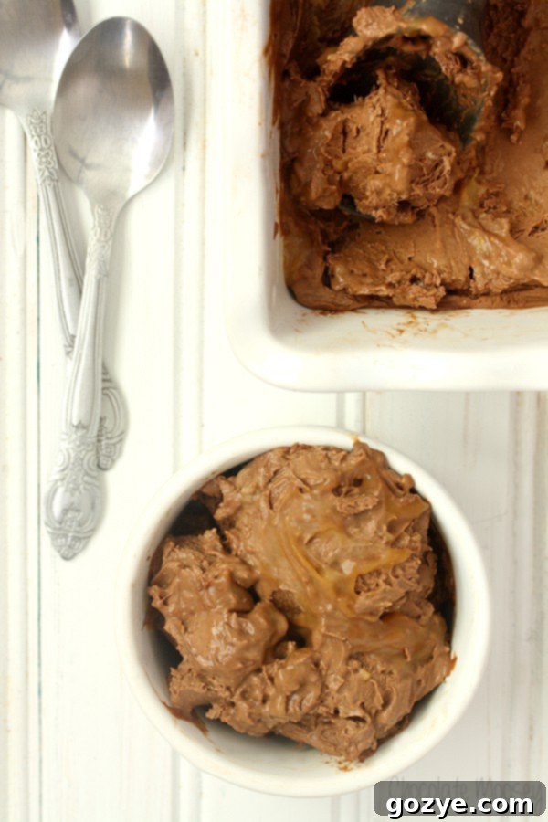 Pin this Chocolate Caramel Cheesecake Ice Cream recipe