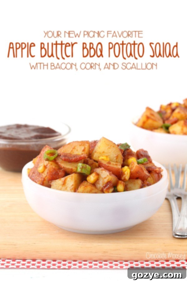 Apple Butter BBQ Potato Salad with bacon, corn, and scallion #AppleButterSpin