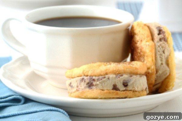 Tiramisu Ice Cream Sandwich Cookies made with homemade ladyfinger cookies and tiramisu gelato