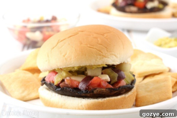 Greek Portobello Mushroom Burgers with Greek salsa