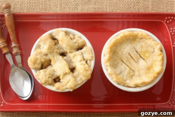 Mini Apple Pie for Two ready for baking, showcasing the filling and crust