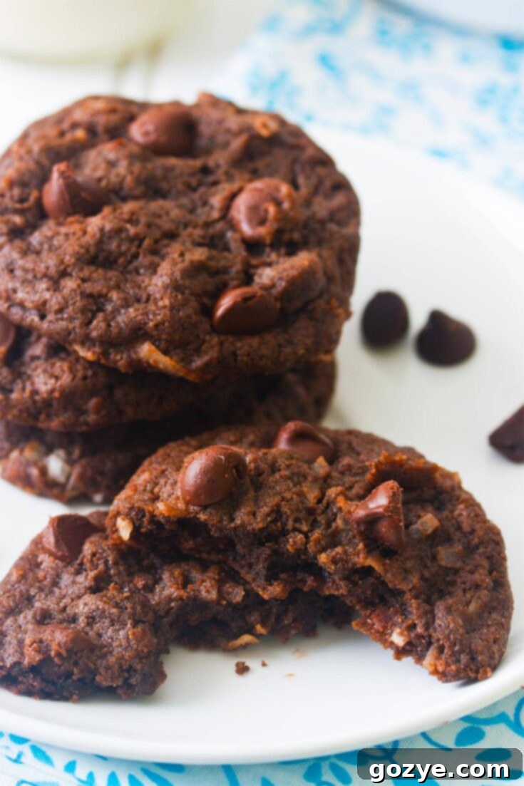 Pin this recipe for delicious chocolate coconut cookies