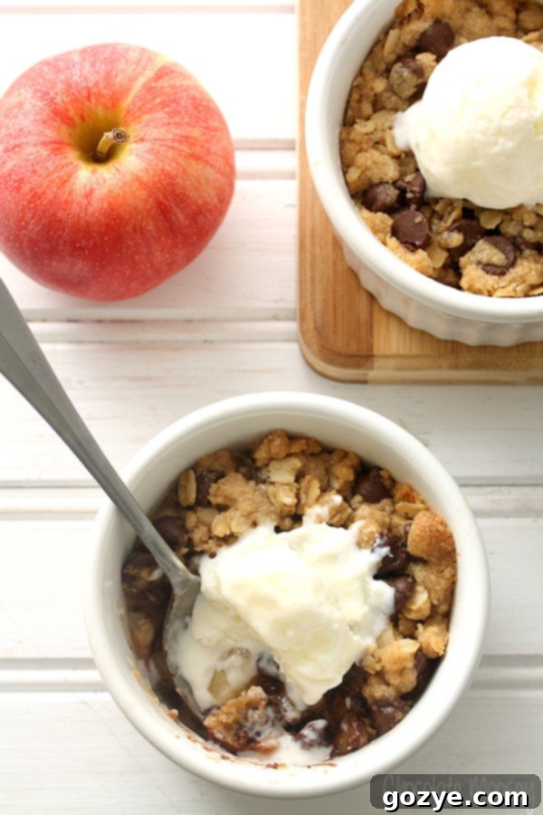 Chocolate Chip Cookie Apple Crumble For Two - Plated