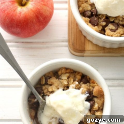 Chocolate Chip Cookie Apple Crumble For Two Recipe Card