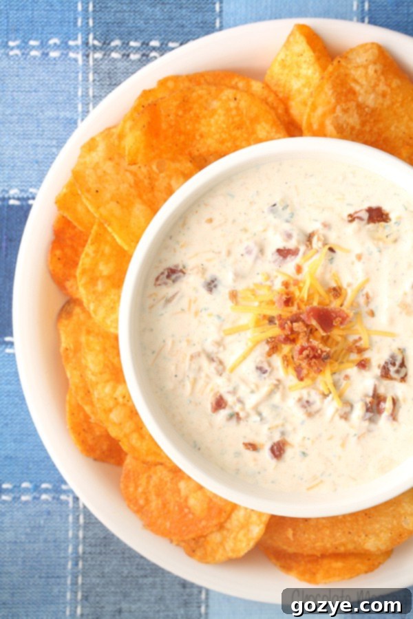 Loaded Bacon Cheddar Ranch Dip 3 Bacon Ranch Dip with BBQ chips
