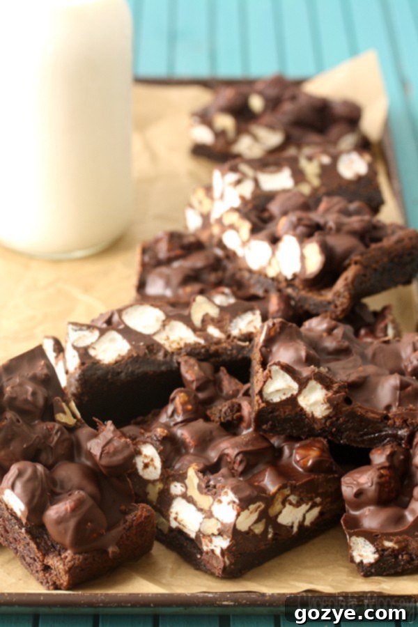 Decadent Rocky Road Cookie Fudge Bars, a perfect dessert mash-up