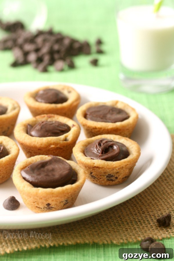 Fudge Filled Chocolate Chip Cookie Cups for Christmas cookies or an everyday snack