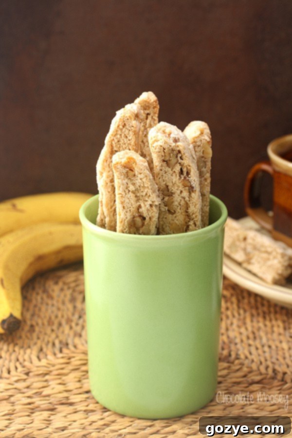 Delicious Banana Walnut Biscotti made from overripe bananas