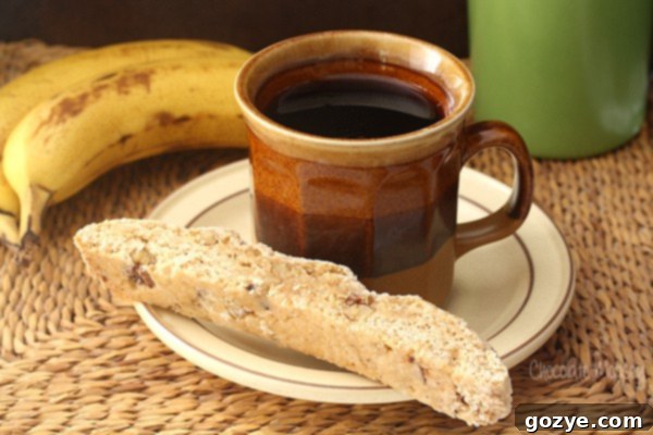 Close-up of freshly baked Banana Walnut Biscotti