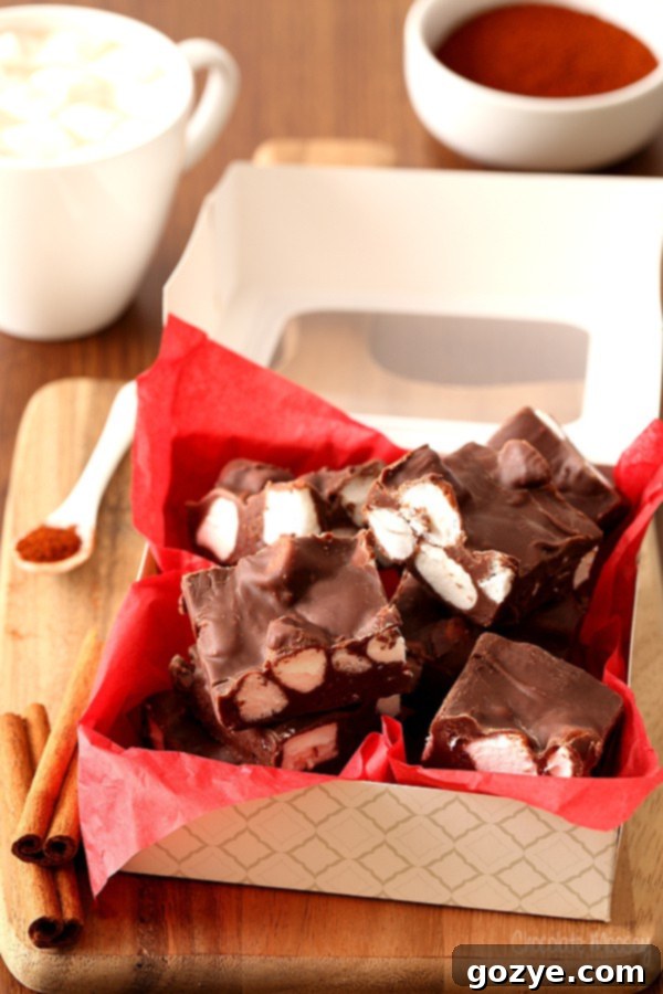 Spicy Mexican Chocolate Fudge 2 Rich Mexican Hot Chocolate Fudge made with sweetened condensed milk, garnished with mini marshmallows for a festive look