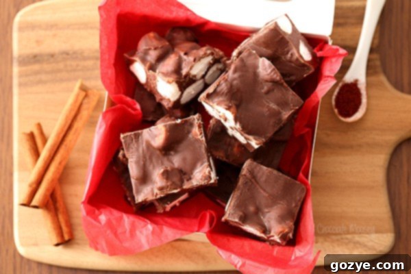 Spicy Mexican Chocolate Fudge 4 Ingredients laid out for Mexican Hot Chocolate Fudge including chocolate chips, sweetened condensed milk, cinnamon, chili powder, vanilla, and mini marshmallows
