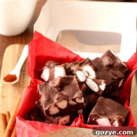 Spicy Mexican Chocolate Fudge 6 Mexican Hot Chocolate Fudge recipe card image showing finished fudge squares