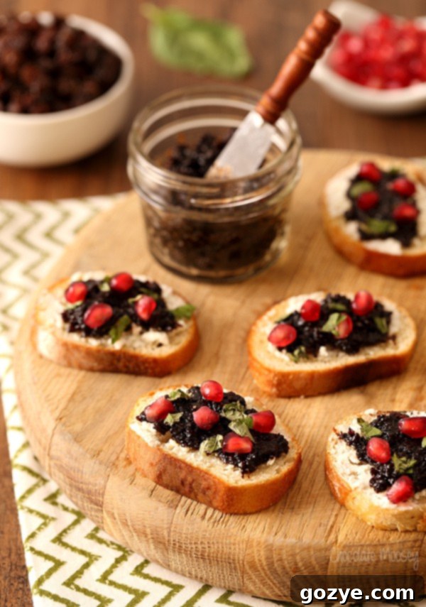 Sweet Raisin Jam and Creamy Goat Cheese Crostini 2 Raisin Jam and Goat Cheese Crostini for an easy Christmas appetizer recipe