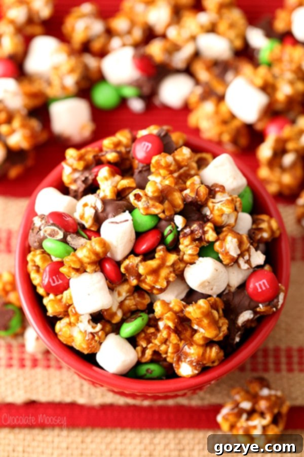 Festive Christmas Popcorn 3 Gingerbread Popcorn with a Christmas caramel coating close-up
