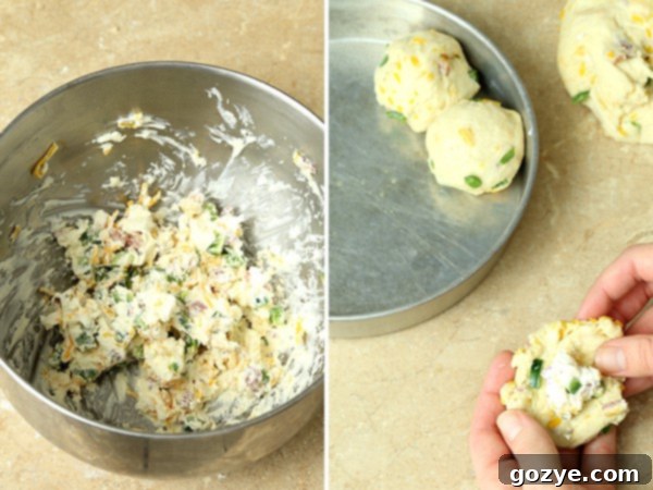Filling preparation for Jalapeño Popper Stuffed Dinner Rolls with cream cheese, bacon, and cheese