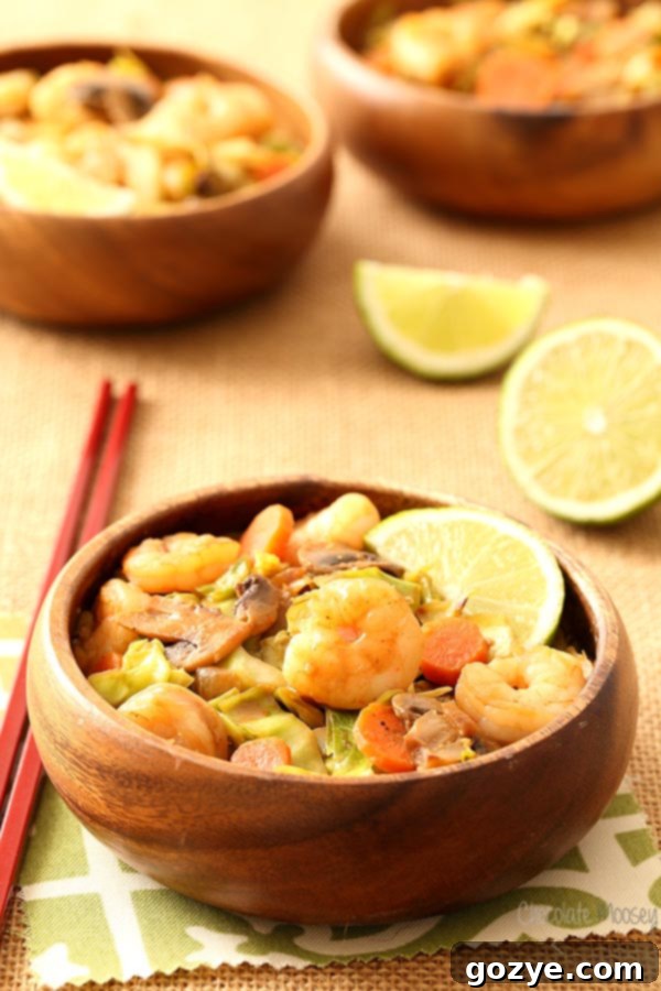 Delicious Thai Sweet Chili Shrimp with Cabbage "Noodles" as a carb-free alternative