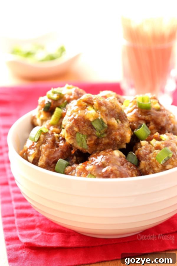 Sweet Chili Baked Meatballs to serve as a party appetizer or as dinner over rice