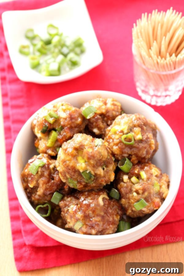 Sweet Chili Baked Meatballs perfect for a buffet or family dinner