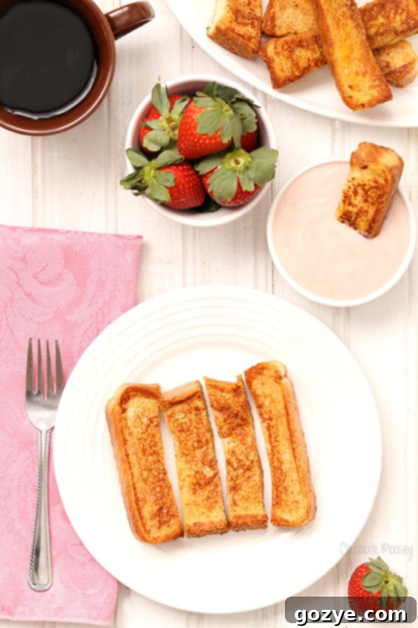 French Toast Sticks With Strawberry Yogurt Dipping Sauce for a fun, nostalgic breakfast