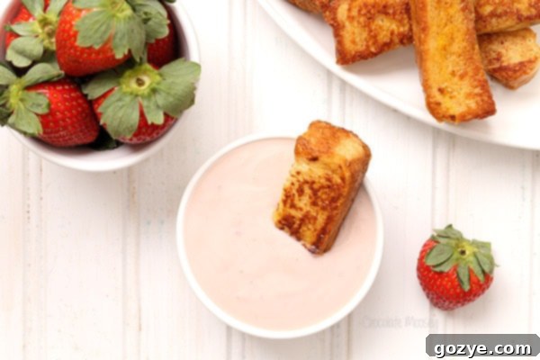 French Toast Sticks With Strawberry Yogurt Dipping Sauce for a fun, nostalgic breakfast
